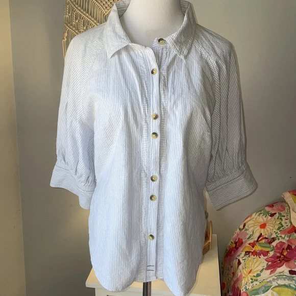 NWT Free People Women's Ellie Stripe Top, Blue Combo M - Picture 5 of 9